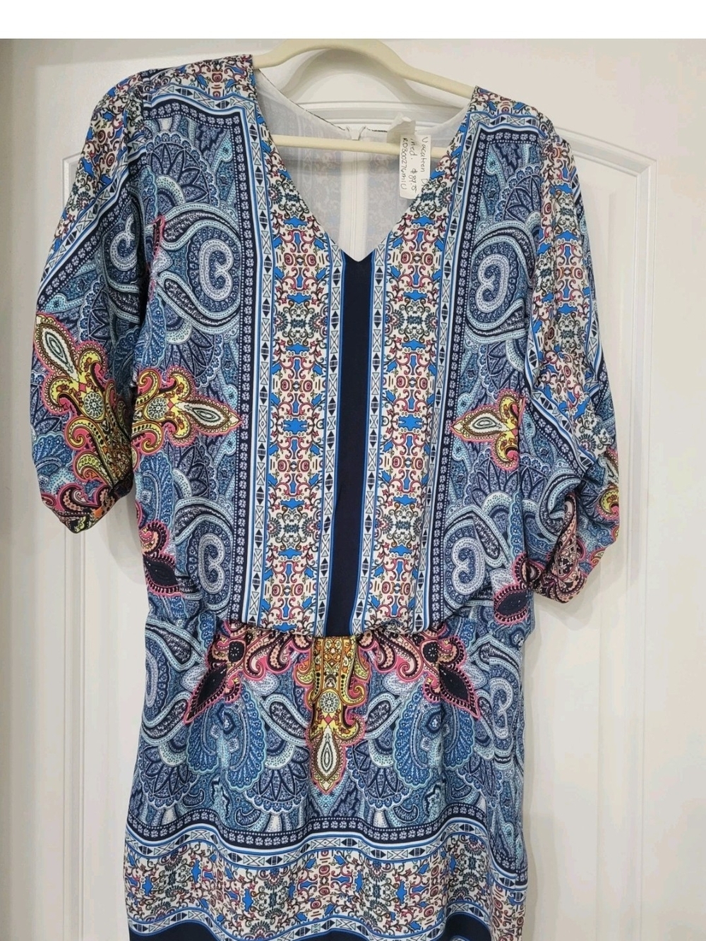 Rubber Ducky Productions Boho Paisley V-Neck DRESS, size M